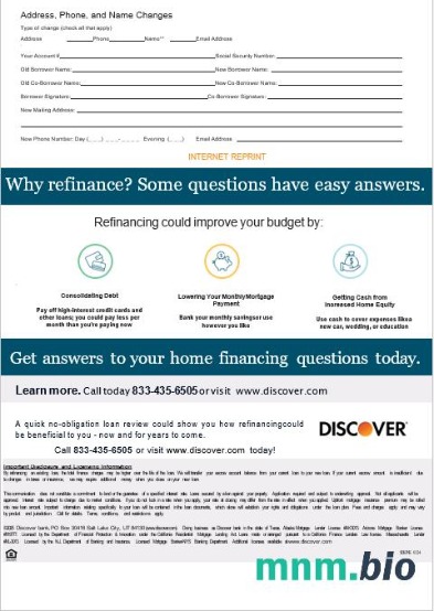 USA Discover Bank wyciąg z kredytu hipotecznego w formatach Word i PDF, 3 strony 3